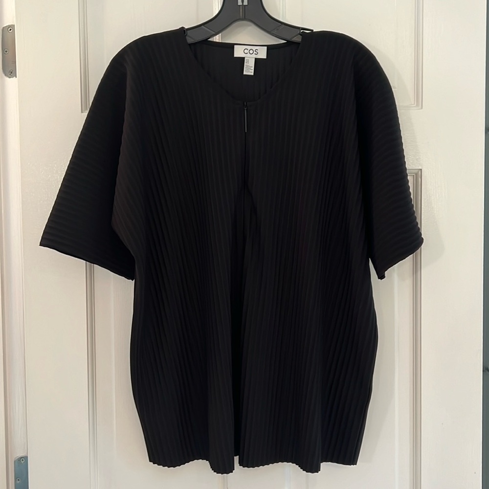 COS Black Rib Knit Short Sleeve Top Size M